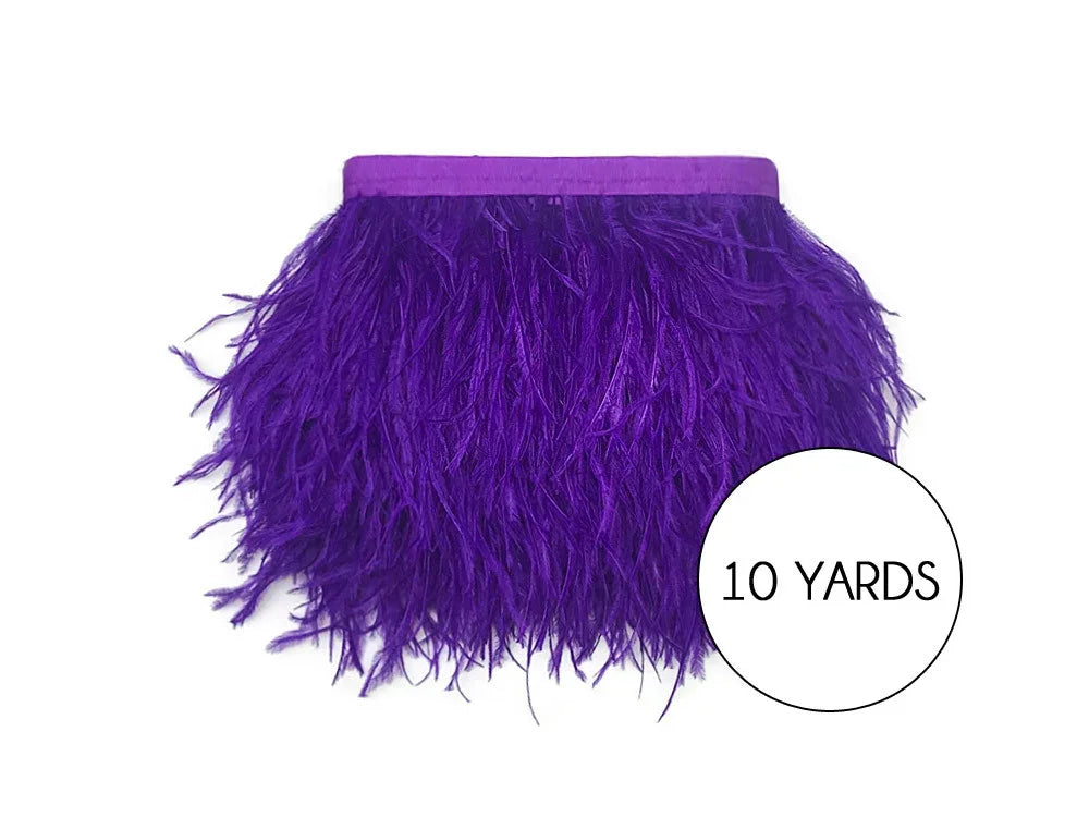 10 yards of vibrant purple ostrich feather trim for fashion and DIY crafts