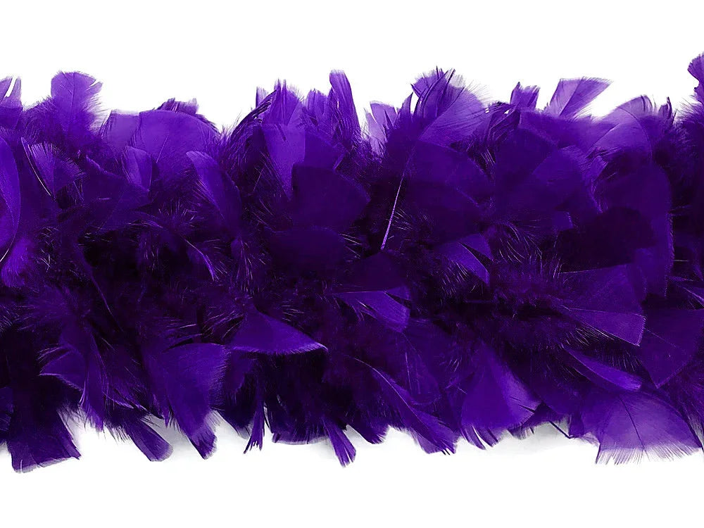 Vibrant purple feather boa for fashion accessories and DIY craft decorations.