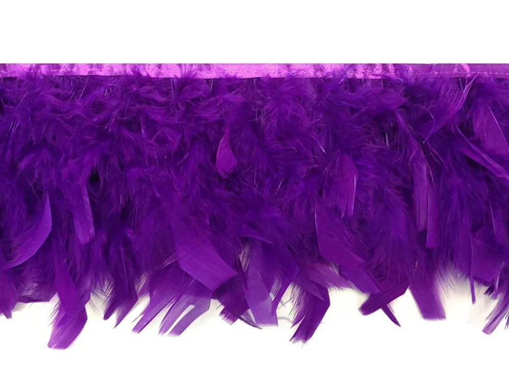 Vibrant purple feather boa trim for crafts and fashion DIY supplies.