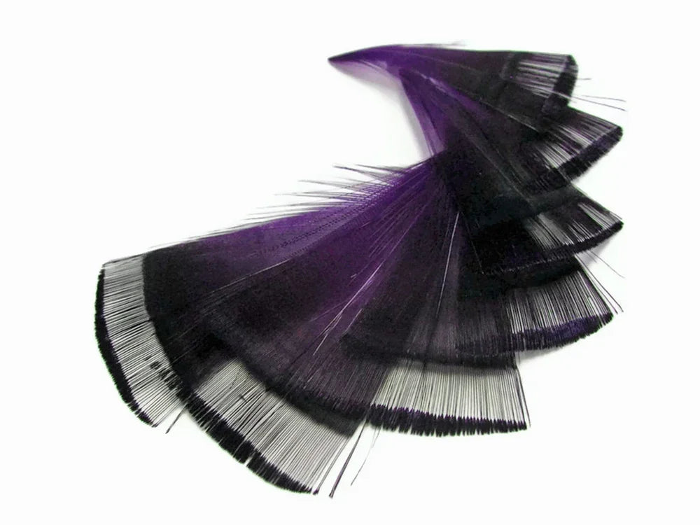 1 Dozen - Purple Dyed Golden Pheasant Tippet Neck Plumage Feather