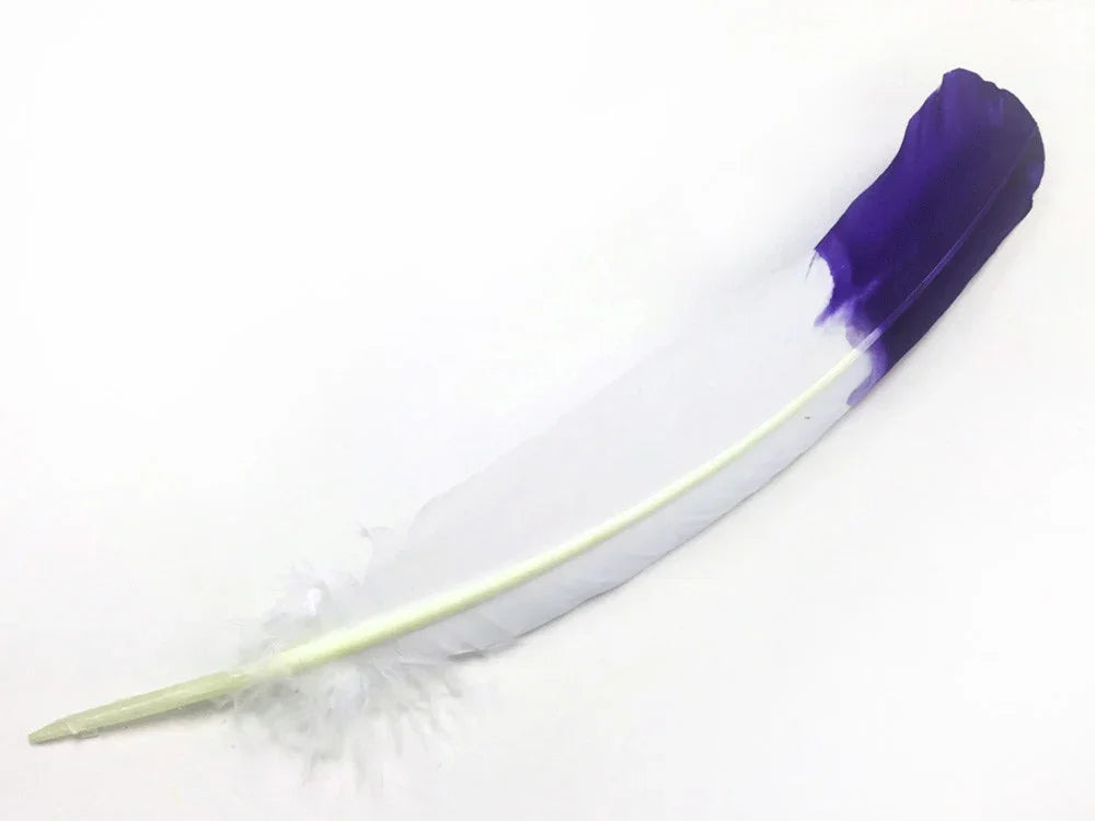 White and purple dyed feather for crafts and DIY fashion decor
