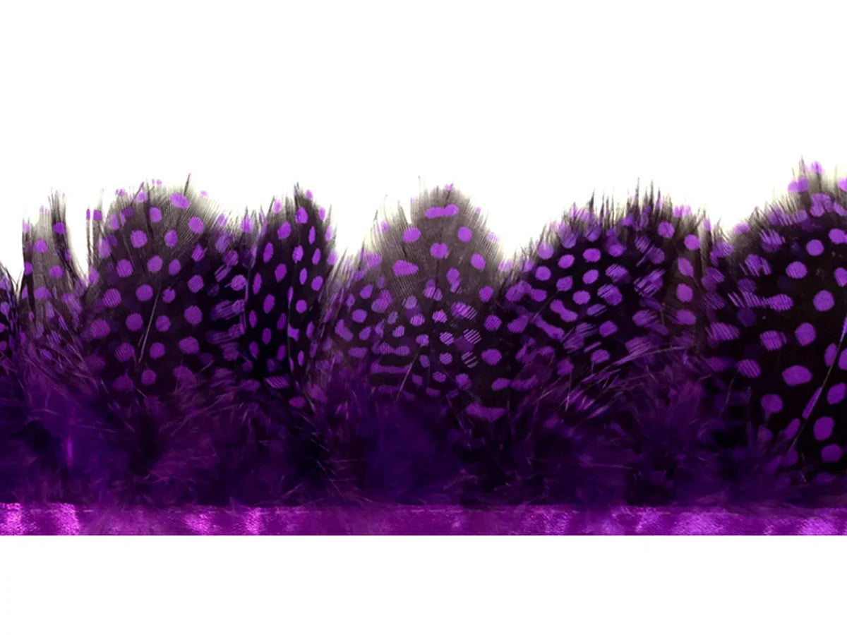 Purple spotted feather trim for fashion and DIY craft decorations