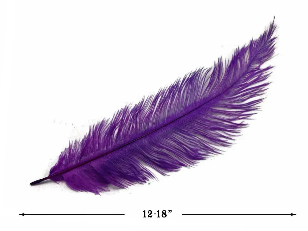 Vibrant purple craft feather for DIY fashion and decor, 12-18 inches long.