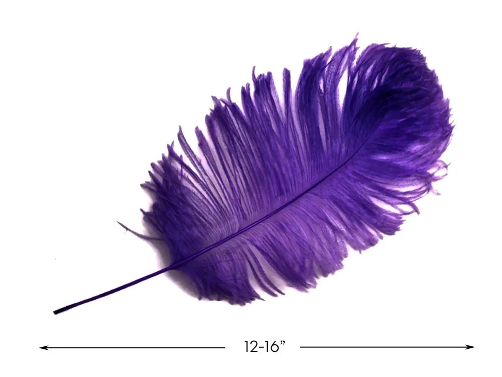 Vibrant purple craft feather, 12-16 inches long, for DIY fashion and decor.