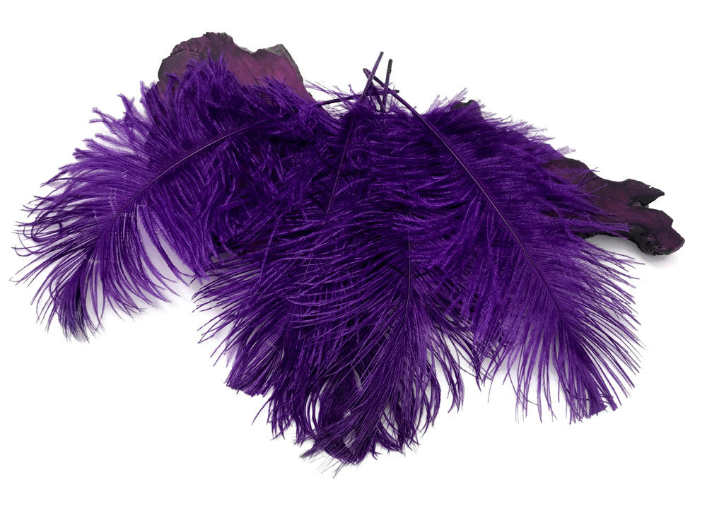 10 Pieces - 12-16" Purple Dyed Ostrich Tail Fancy Feathers