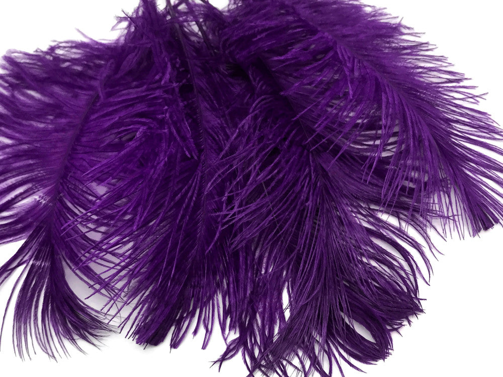 10 Pieces - 12-16" Purple Dyed Ostrich Tail Fancy Feathers