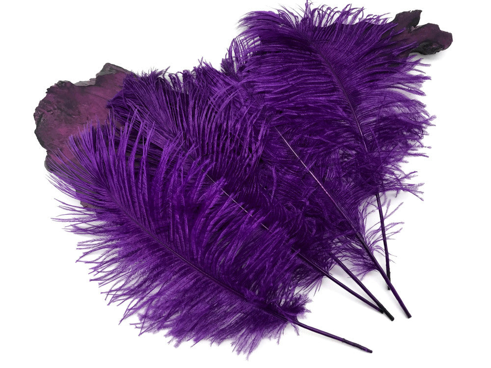 10 Pieces - 12-16" Purple Dyed Ostrich Tail Fancy Feathers