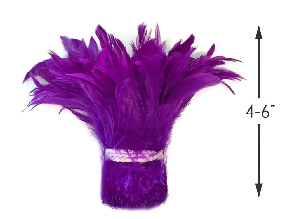 Vibrant purple feathers for crafts and fashion, 4-6 inches in length.
