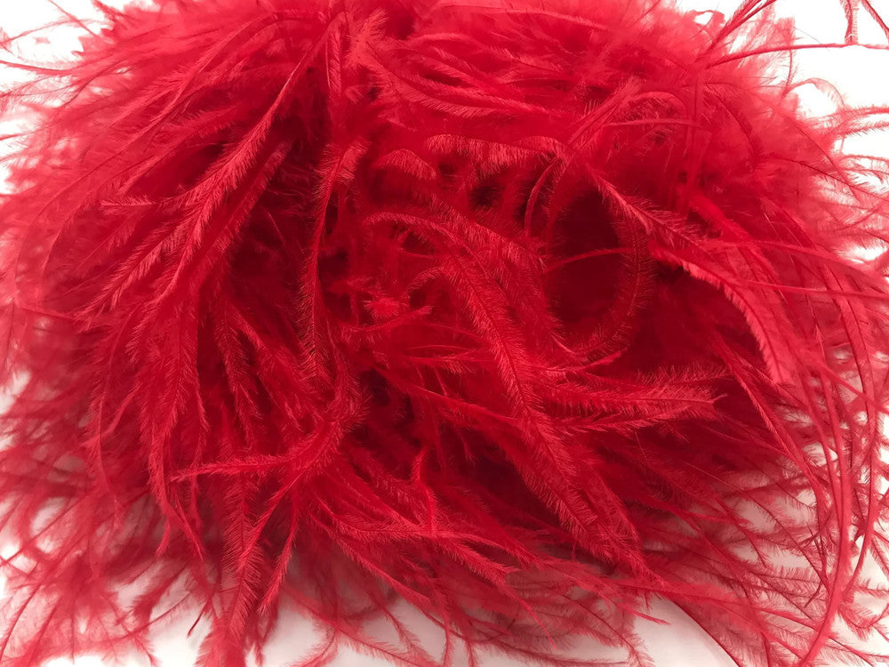 2 Yards - Red 2 Ply Ostrich Medium Weight Fluffy Feather Boa
