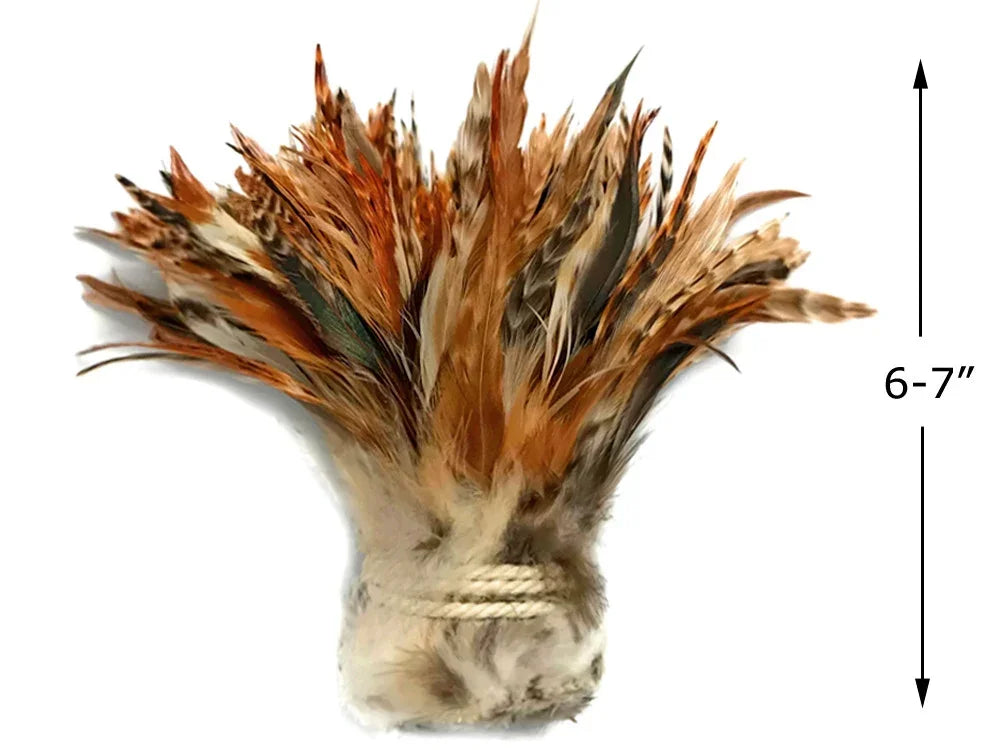 Natural brown and tan mixed feathers bundle for crafts and DIY decor, 6-7 inches long.