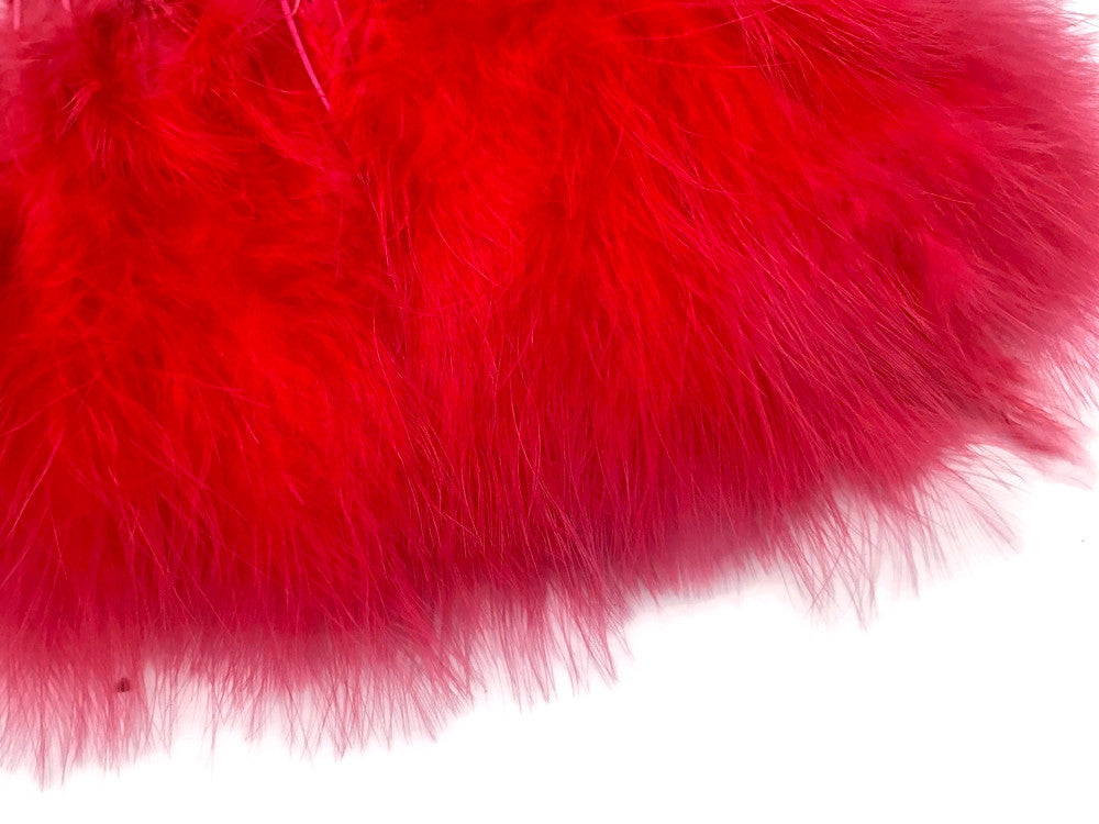 1 Yard - Red Marabou Turkey Fluff Feather Fringe Trim