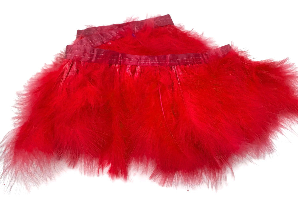 1 Yard - Red Marabou Turkey Fluff Feather Fringe Trim