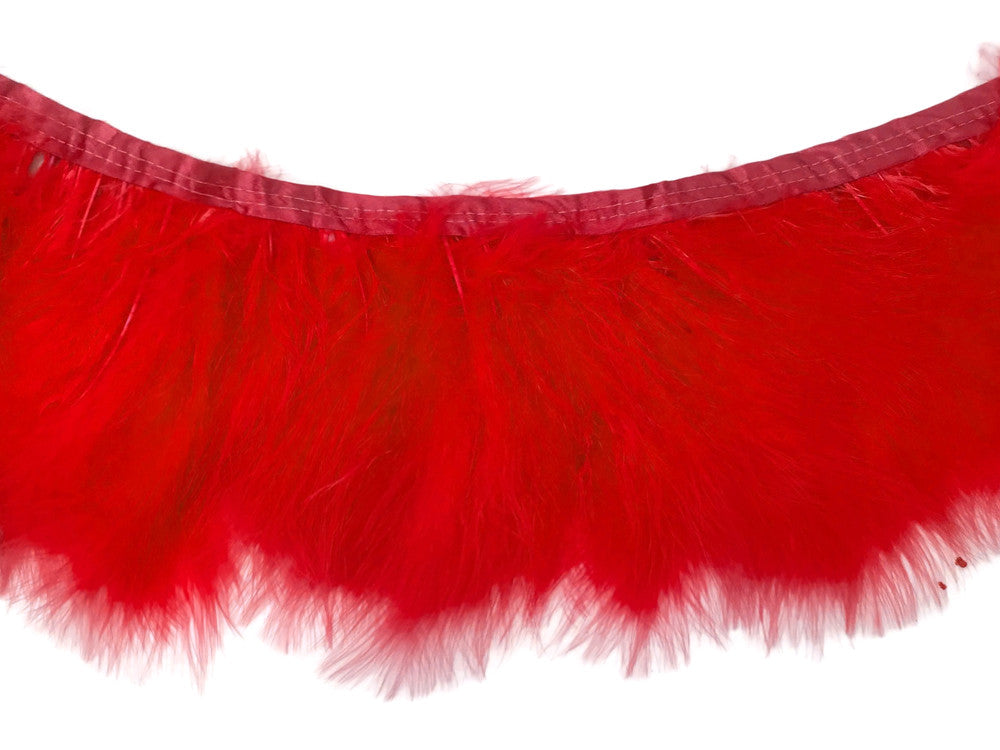1 Yard - Red Marabou Turkey Fluff Feather Fringe Trim