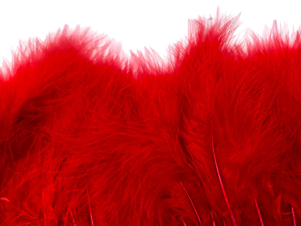 1 Yard - Red Marabou Turkey Fluff Feather Fringe Trim