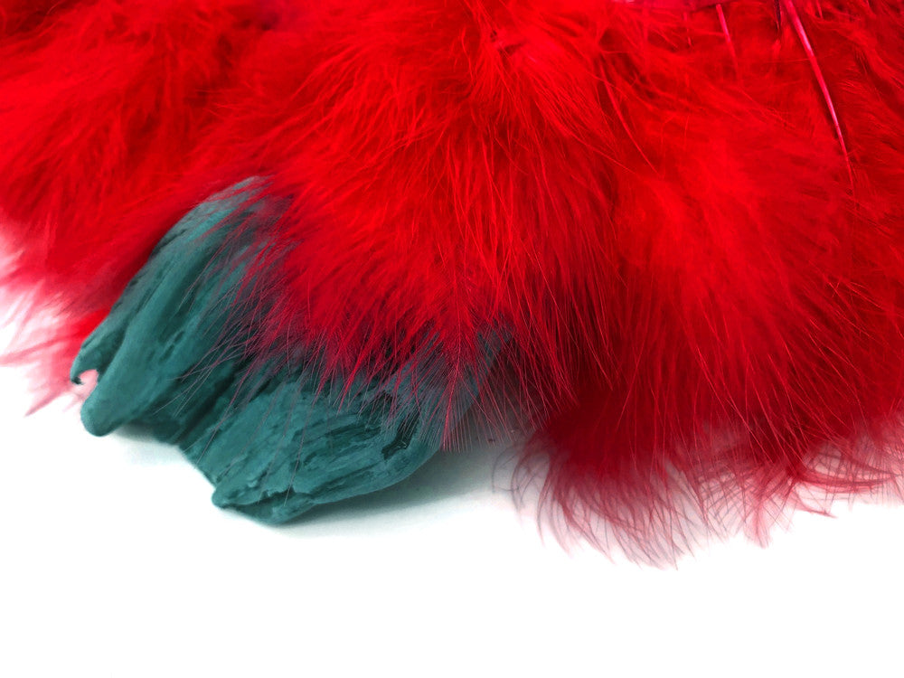 1 Yard - Red Marabou Turkey Fluff Feather Fringe Trim