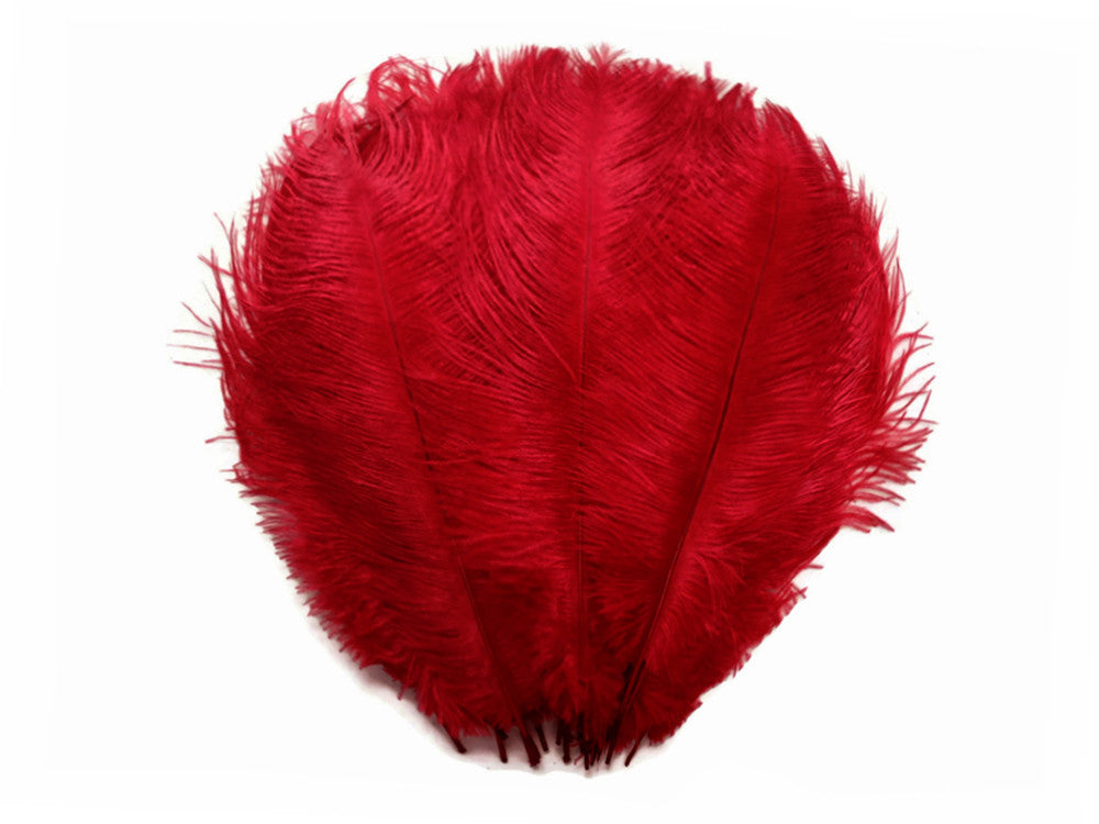 10 Pieces - 17-19" Red Large Bleached & Dyed Ostrich Drabs Body Feathers