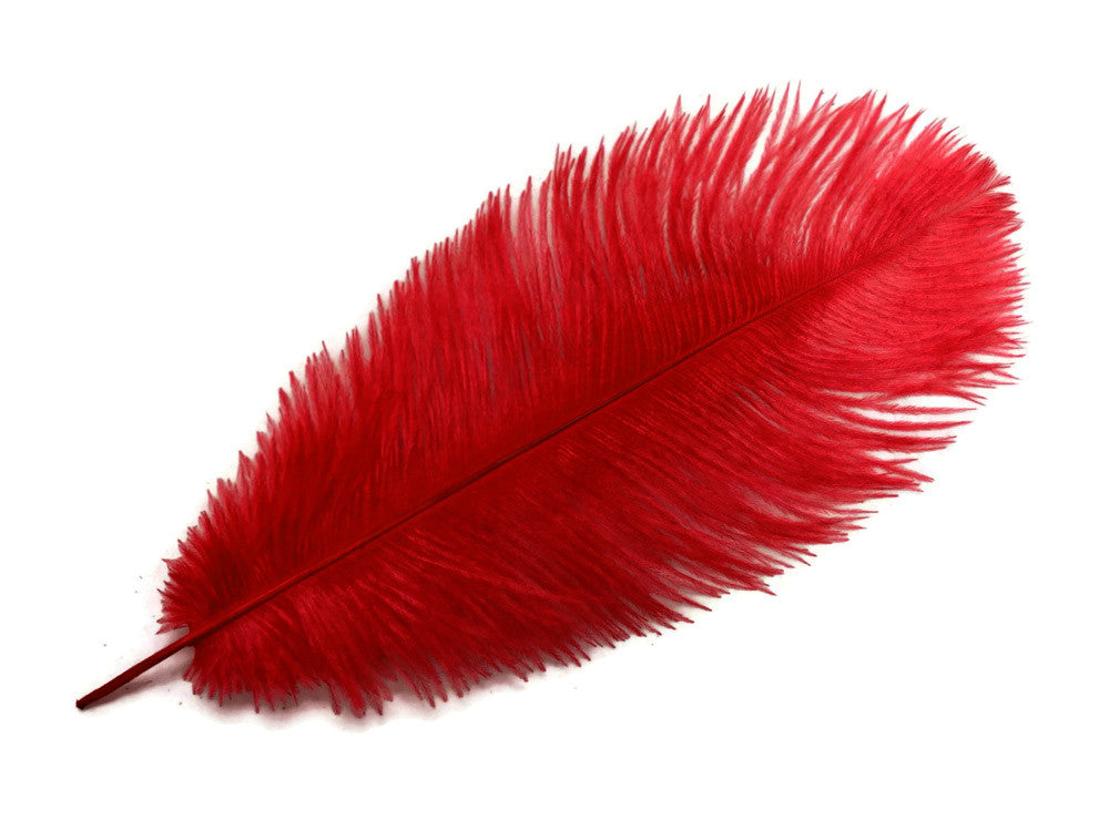 10 Pieces - 17-19" Red Large Bleached & Dyed Ostrich Drabs Body Feathers