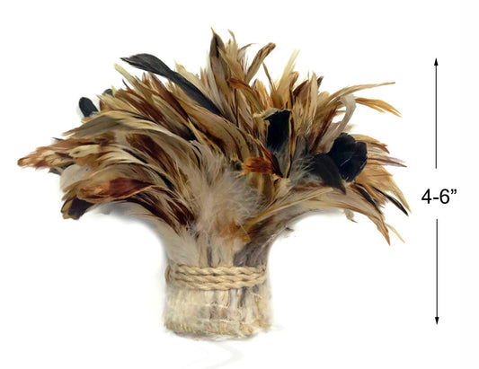 1 Yard - Natural Cream &  Red Strung Rooster Schlappen Wholesale Feathers (Bulk)