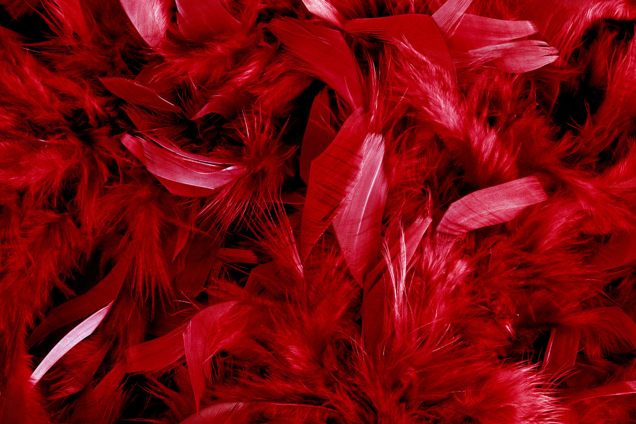 1 Yard – Red Chandelle Turkey Fluffy Feather Trim