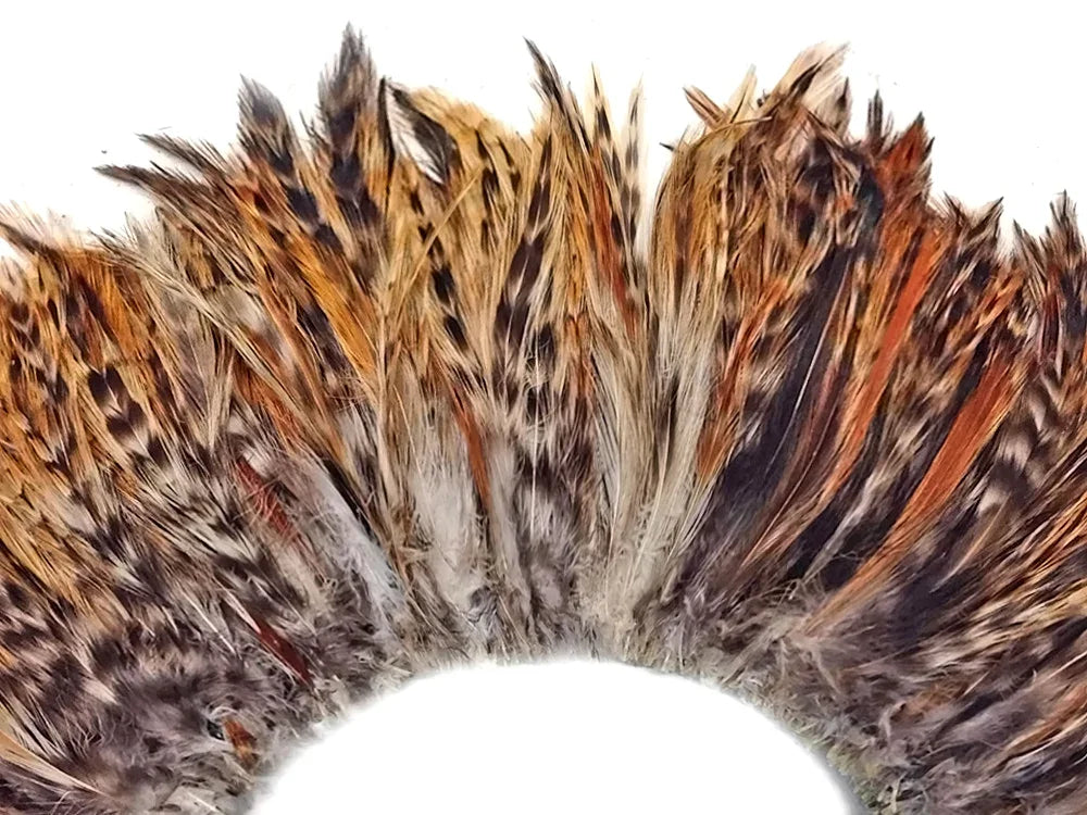 4 Inch Strip - Red Chinchilla Strung Rooster Neck Hackle Feathers