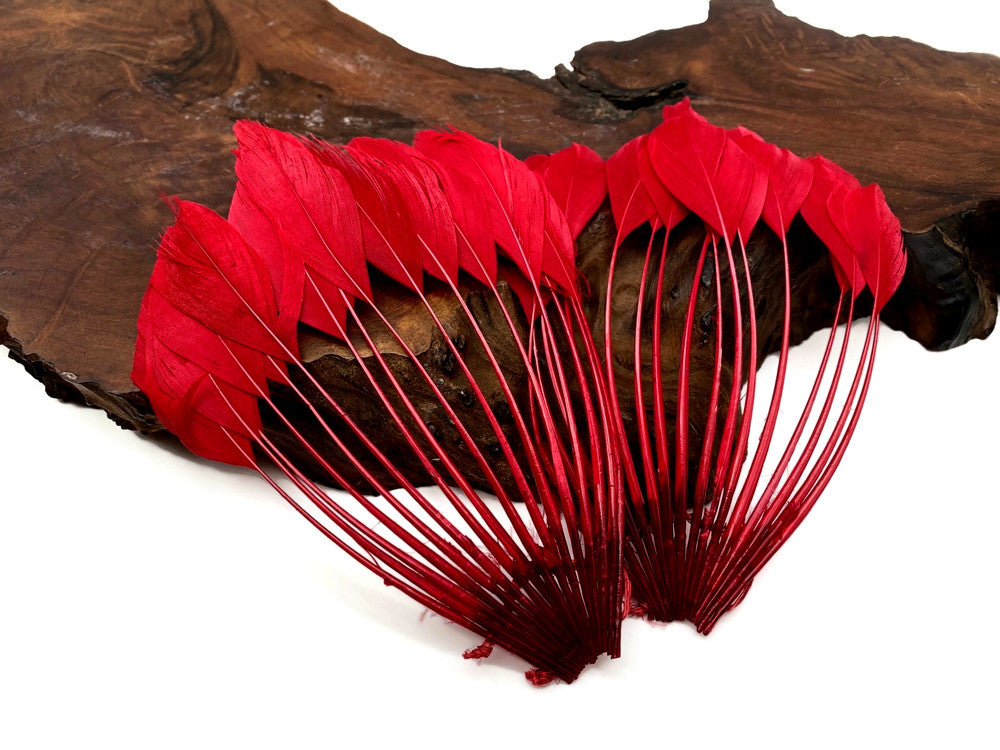 1 Piece - Red Dyed Stripped Duck Cochette Center Fan Feather Pad