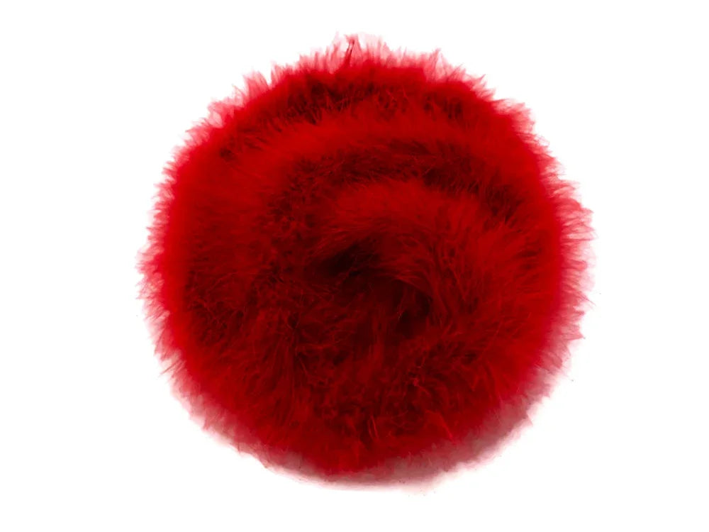 Vibrant red fluffy feather pom pom for DIY crafts and fashion accessories