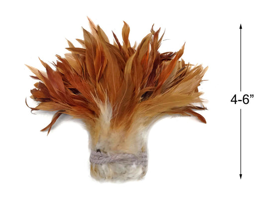 1 Yard - Natural Red Strung Schlappen Rooster Wholesale Feathers (Bulk)