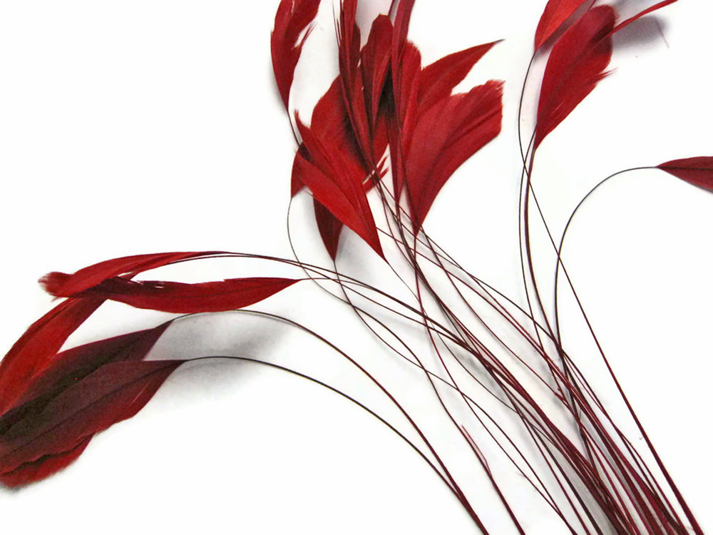 1 Yard - Red Stripped Coque Tail Feathers Wholesale Trim (Bulk)