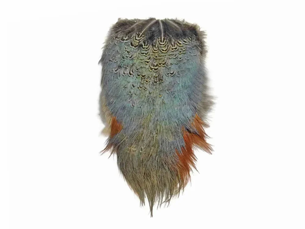 1 Piece - Natural Ringneck Pheasant Complete Rump Patch Feather Pelt