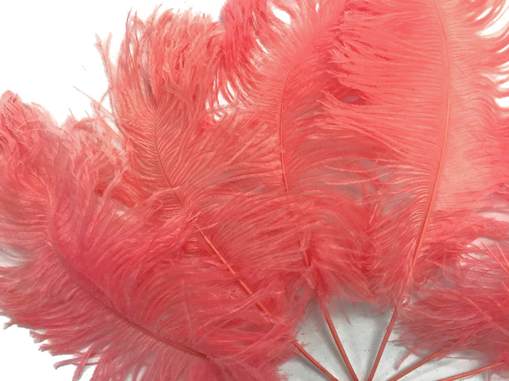 10 Pieces - 12-16" Rose Pink Dyed Ostrich Tail Fancy Feathers