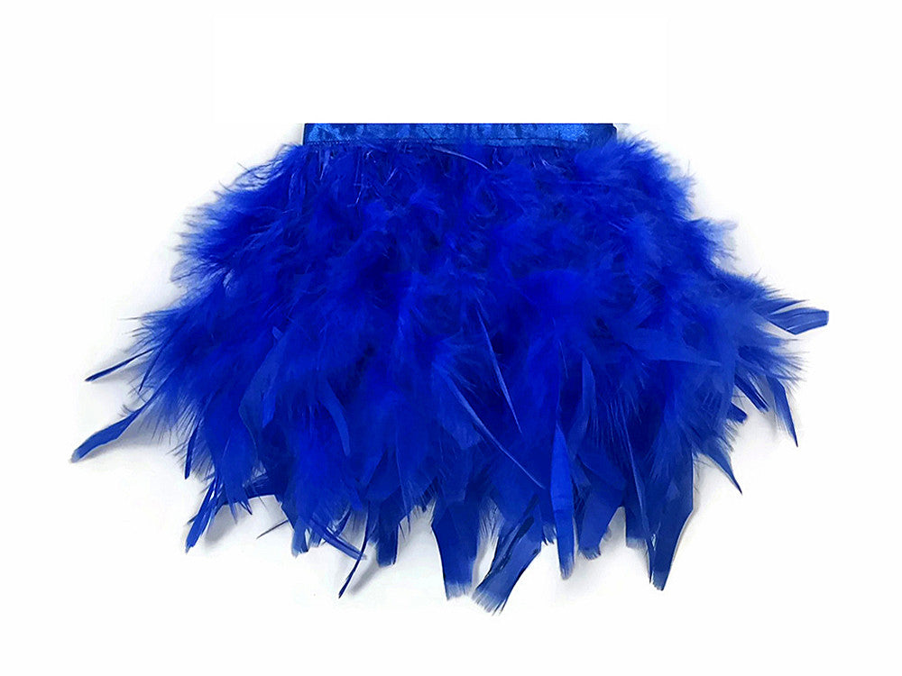1 Yard - Royal Blue Chandelle Turkey Fluffy Feather Trim