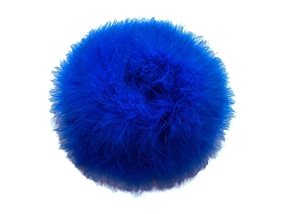 Vibrant cobalt blue fluffy feather pom pom for crafts and fashion DIY decor