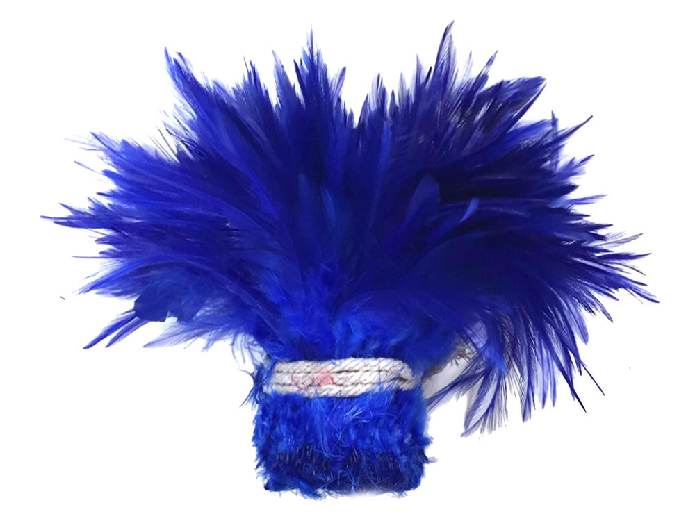1 Yard – 4-6” Dyed Royal Blue Strung Chinese Rooster Saddle Wholesale Feathers (Bulk)