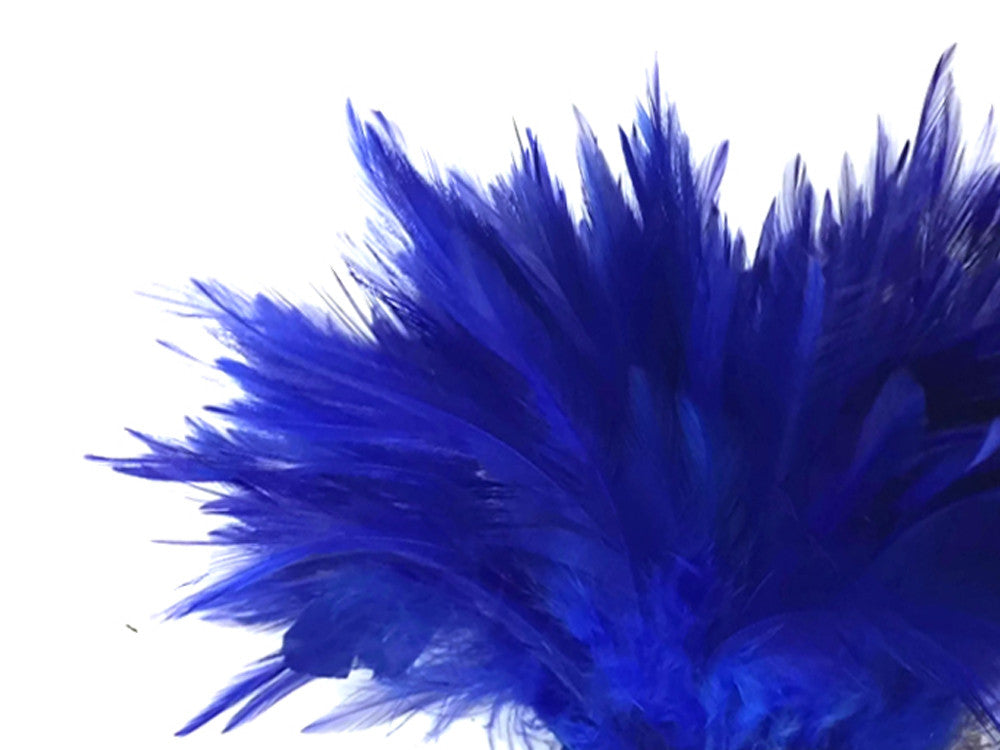 4 Inch Strip – 4-6” Dyed Royal Blue Strung Chinese Rooster Saddle Feathers
