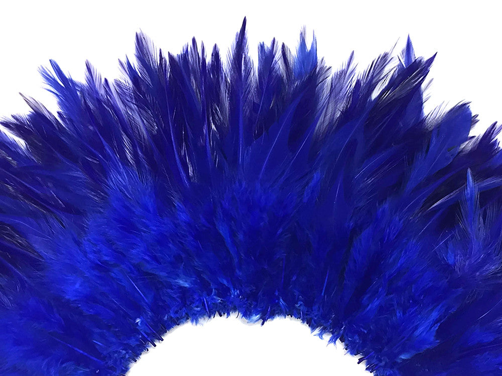 4 Inch Strip – 4-6” Dyed Royal Blue Strung Chinese Rooster Saddle Feathers