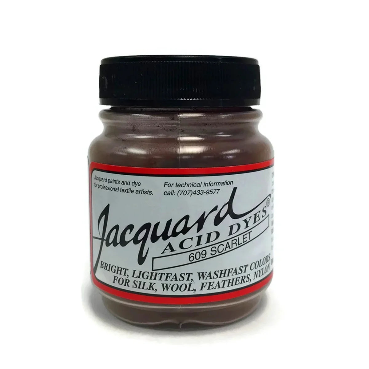 Jacquard Acid Dyes 609 Scarlet for silk, wool, feathers, and nylon.