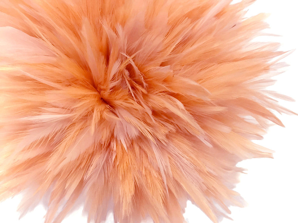 4 Inch Strip – 4-6” Dyed Champagne Strung Chinese Rooster Saddle Feathers