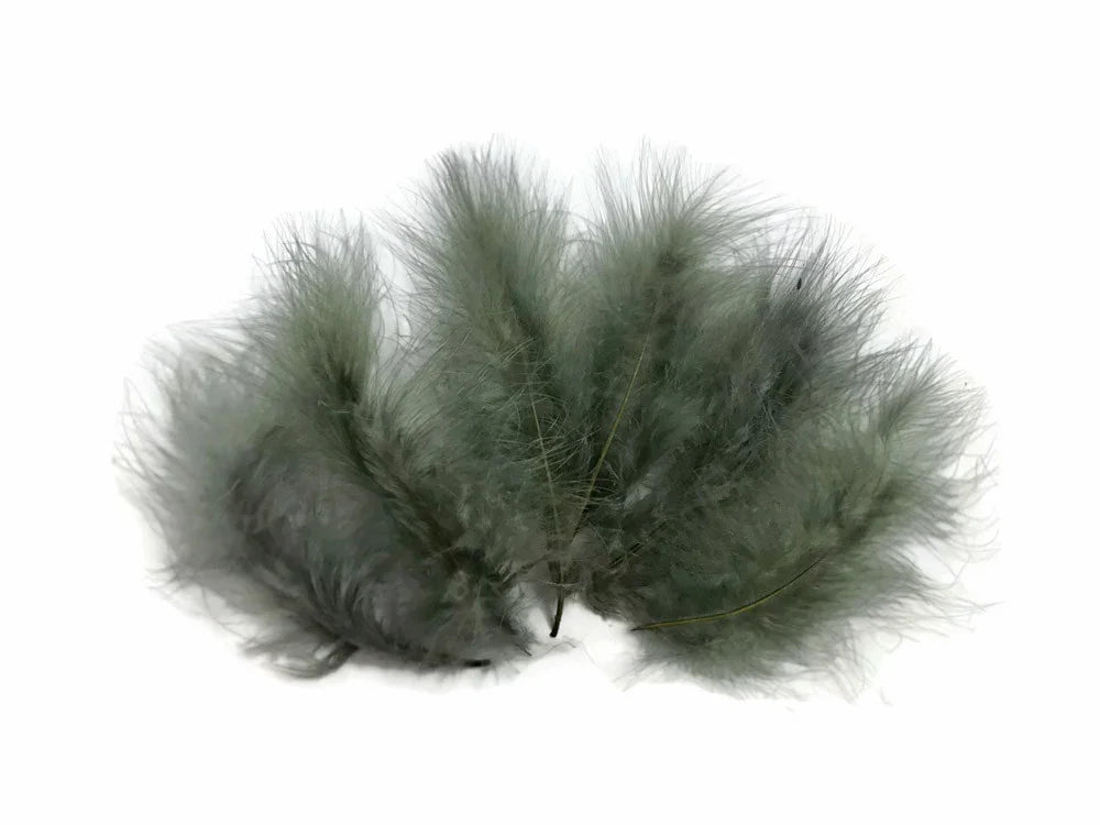 Soft sage green fluffy feathers for DIY crafts and fashion decor.