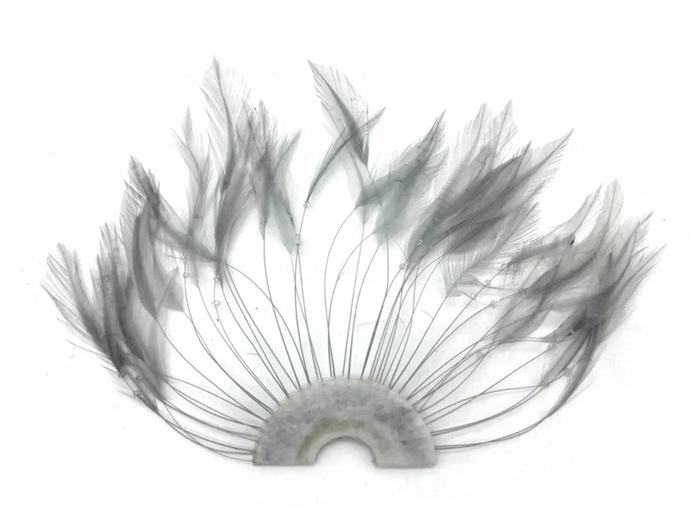 Elegant grey ostrich feathers fan for fashion accessories and DIY crafts.