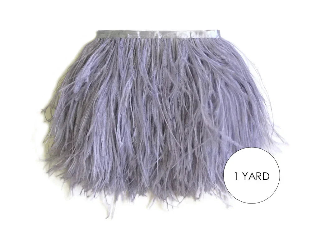 One yard of soft lavender ostrich feather trim for crafts and fashion DIY.