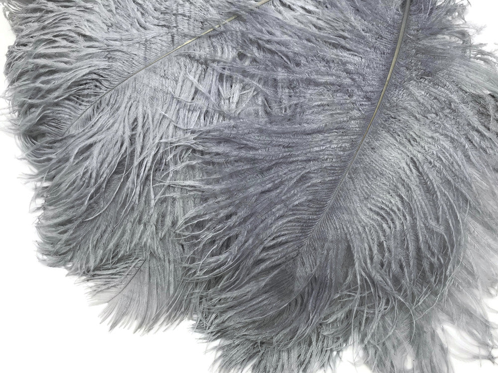 10 Pieces - 12-16" Silver Gray Dyed Ostrich Tail Fancy Feathers