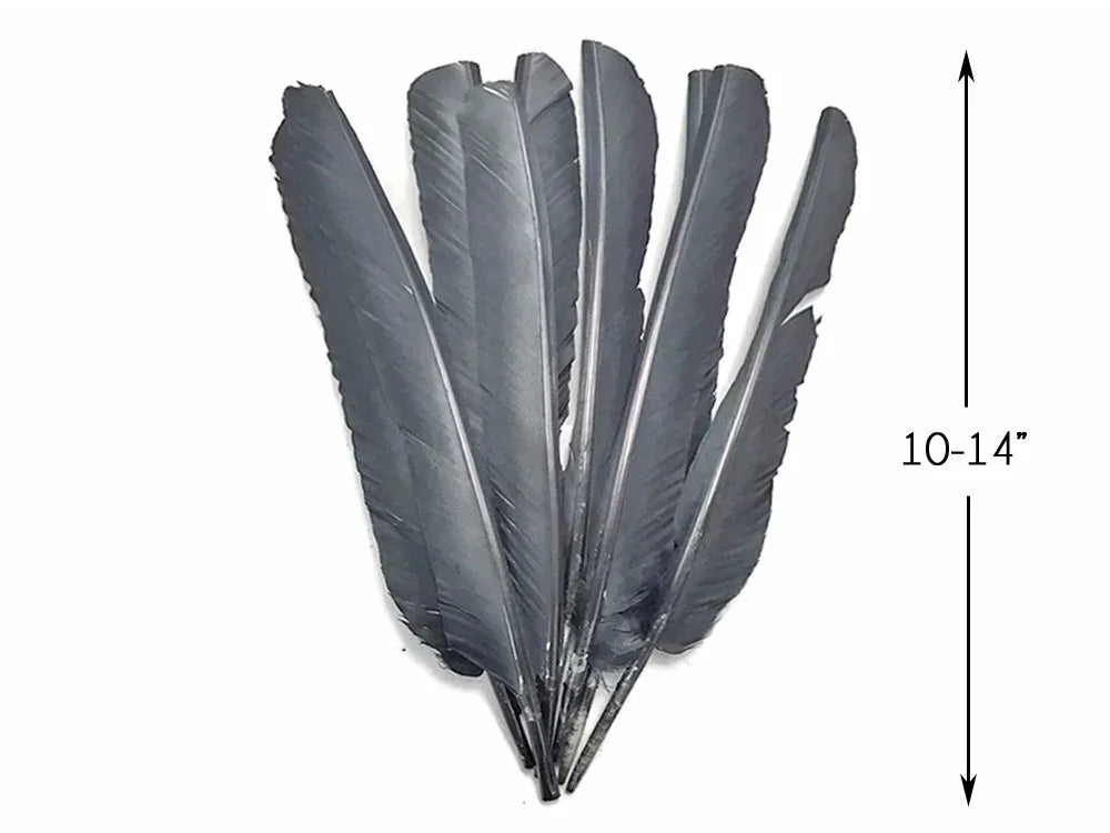 Bundle of long black feathers for crafts and DIY decor, 10-14 inches in length.