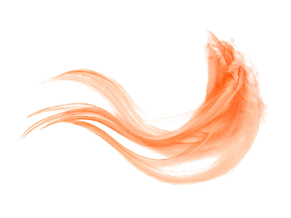Soft orange decorative feather for crafts and fashion DIY projects.