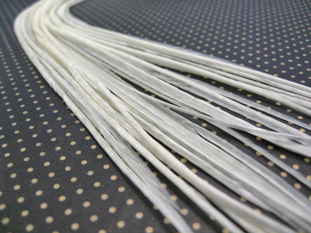 6 Pieces – Extra Long Solid Ivory Thin Long Whiting Farm Rooster Saddle Hair Extension Feathers Summer Craft 11.5”