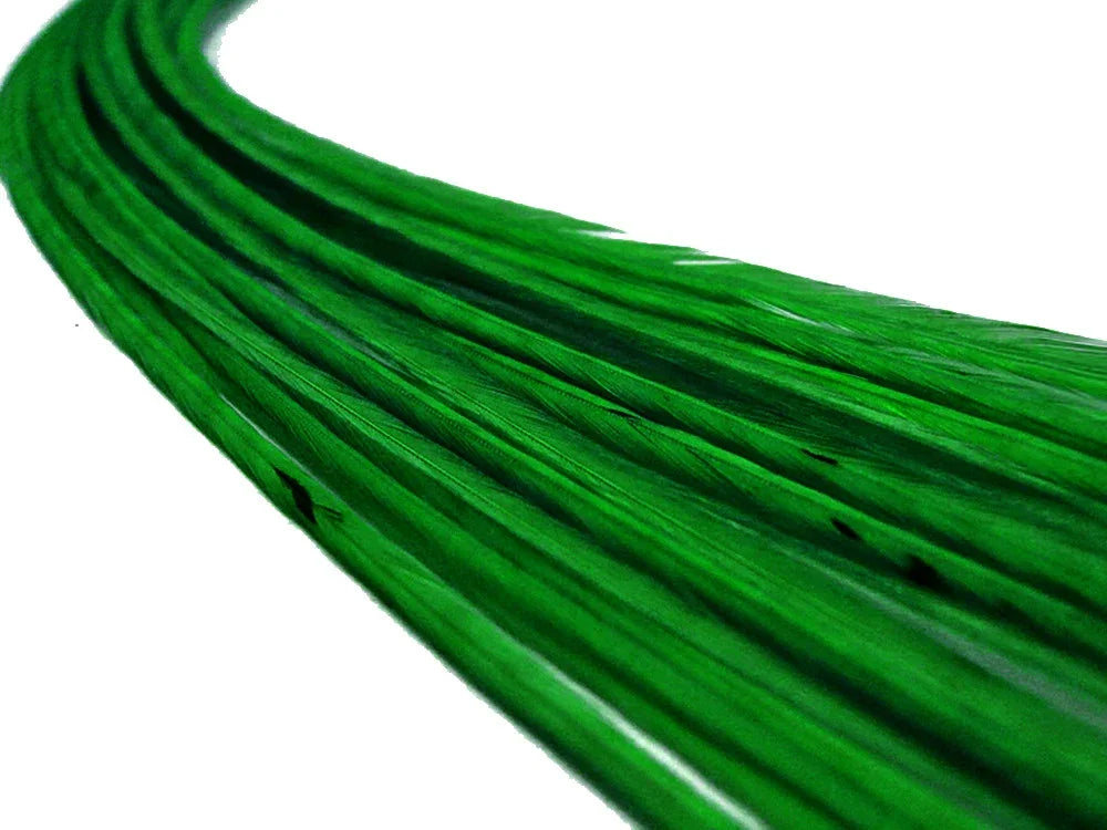 Vibrant green craft feathers for DIY fashion and decorative accessories.