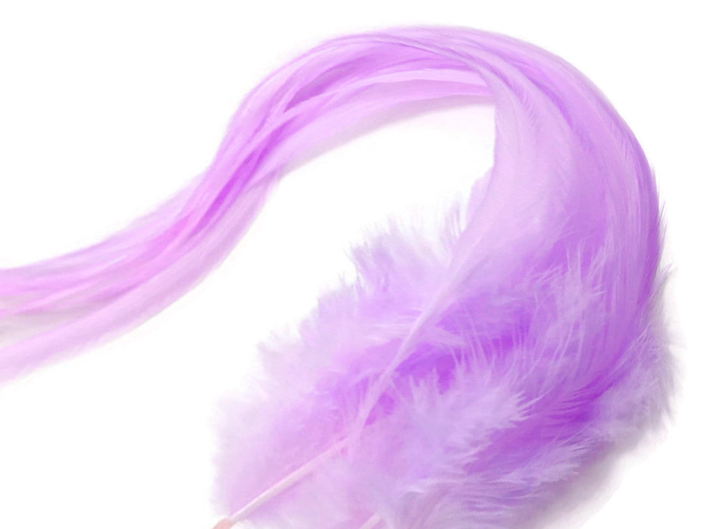 6 Pieces - XL Solid Lavender Thick Long Whiting Farm Rooster Saddle Hair Extension Feathers
