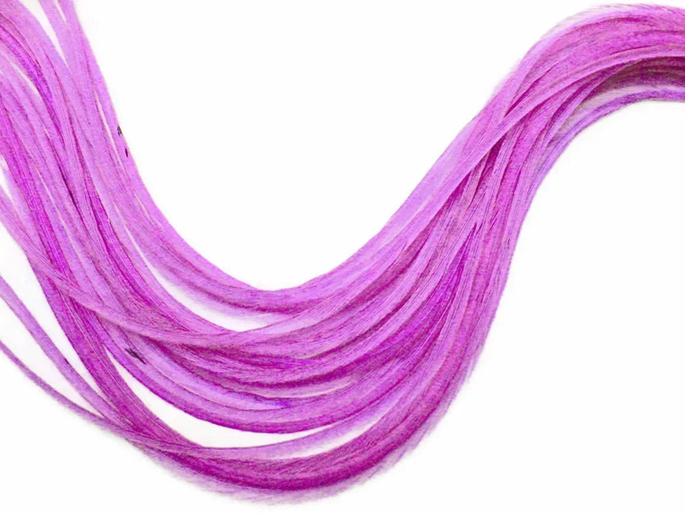 Vibrant purple dyed feathers for DIY crafts and fashion accessories.