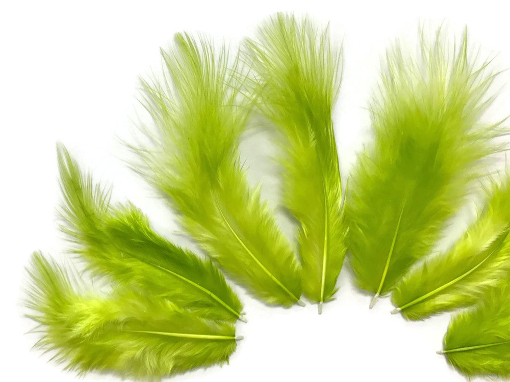 1 Dozen - Solid Lime Green Mini Rooster Chickabou Fluff Whiting Hair Feathers