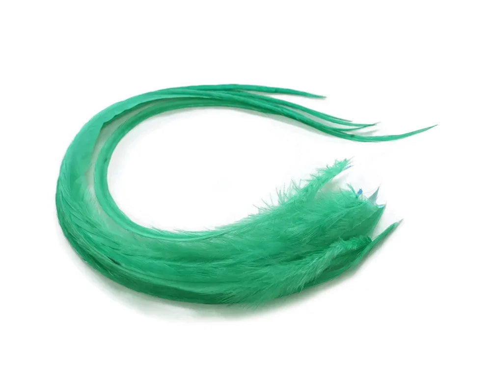 Vibrant green craft feathers for DIY fashion and decor accessories.