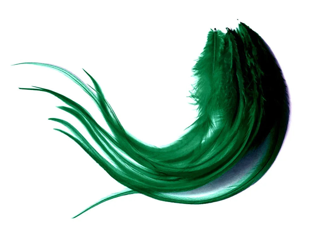 Vibrant emerald green feathers for DIY crafts and fashion accessories.